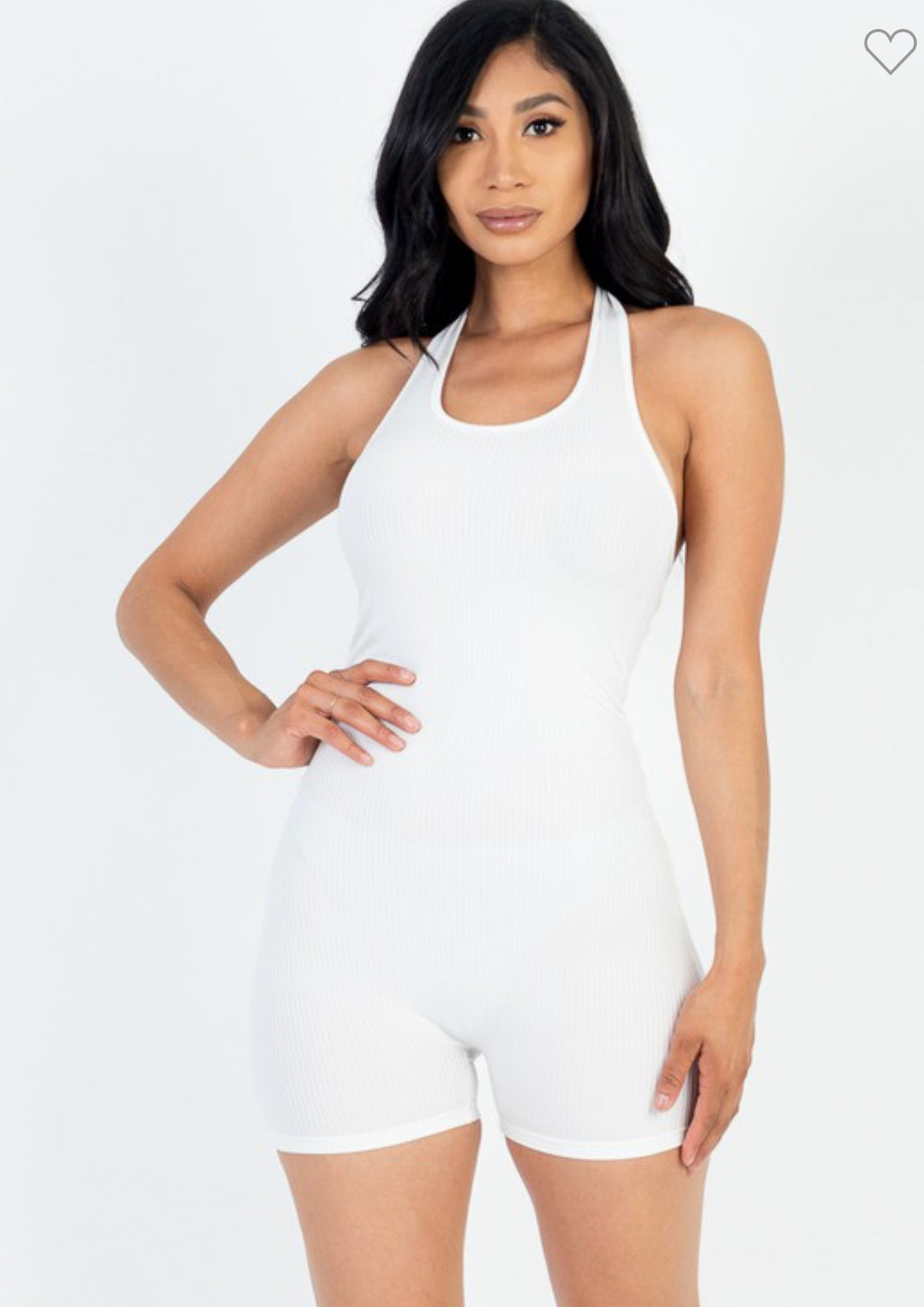Ribbed Halter Backless Romper