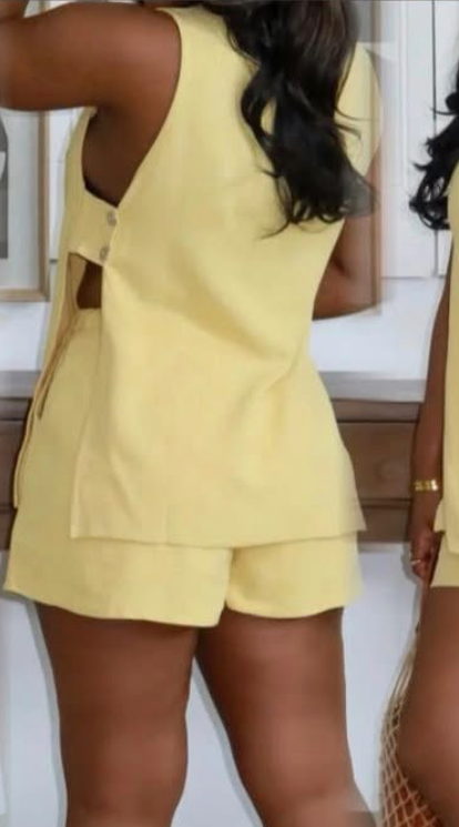 Yellow Linen Set(open on sides)