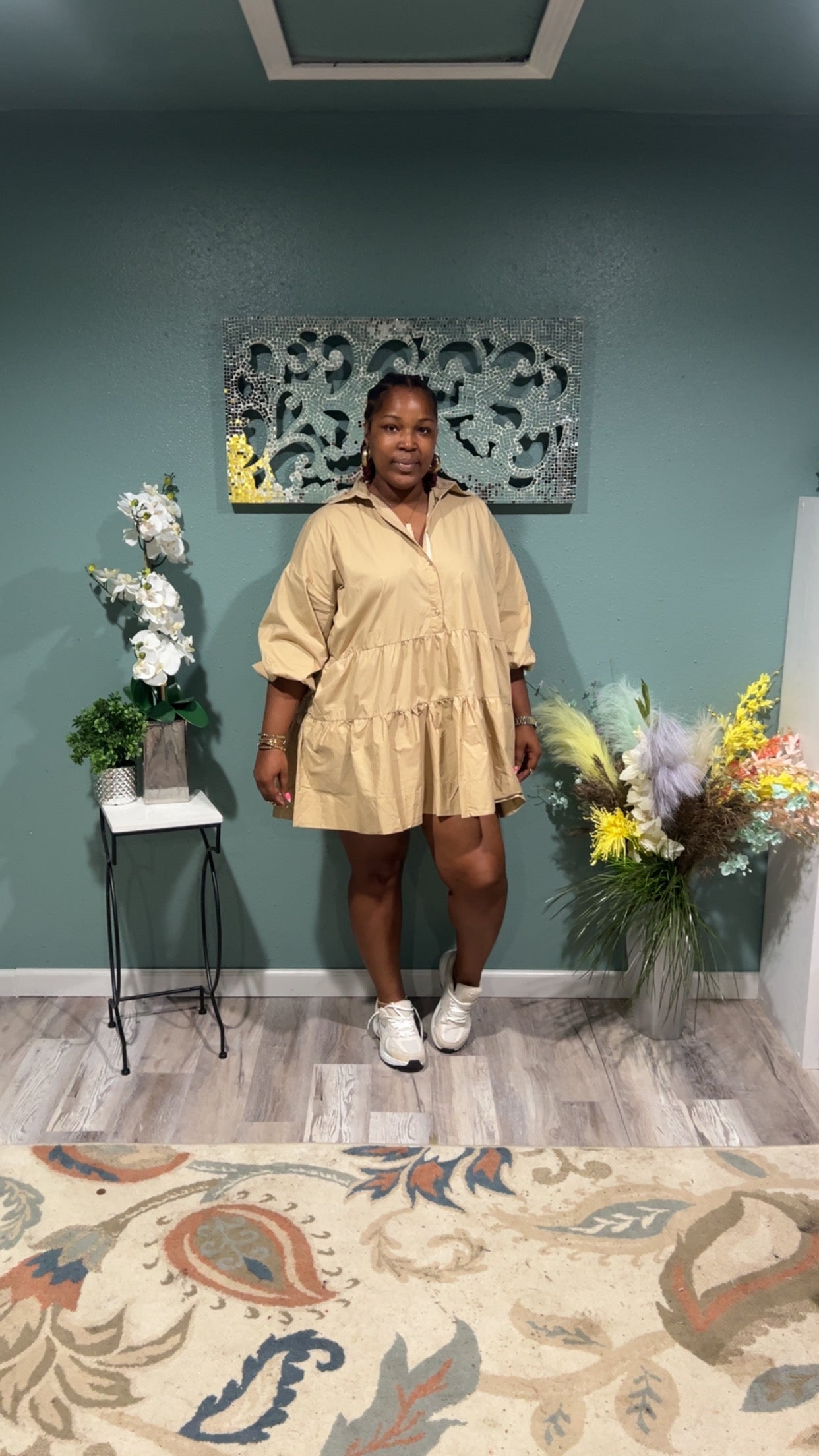 Puff Sleeve with Pockets Dress